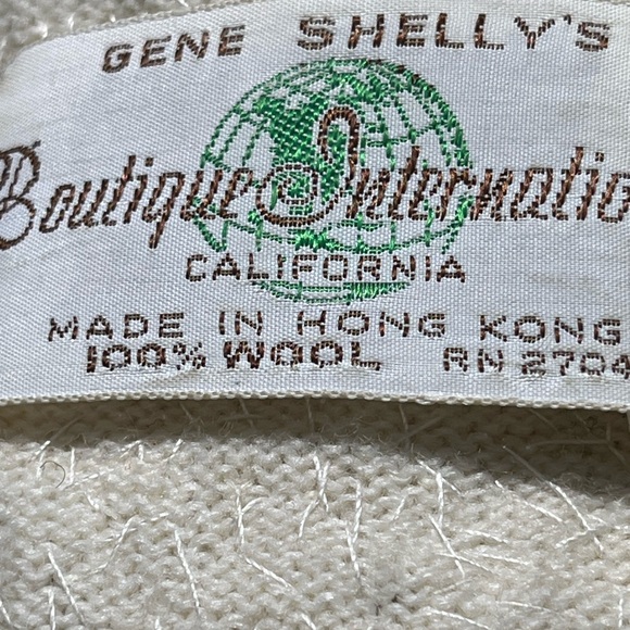 Vintage Gene Shelly’s Boutique White Sequin Blue Bead Rhinestone Mini Dress - Picture 5 of 15